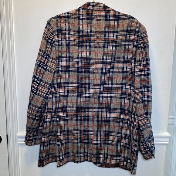 Vintage Academia Jack Lang PBM Mens Blazer 100% Wool Plaid Check Sport Coat 42L - Picture 2 of 9